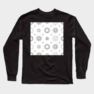 Suns and Dots Black Lines on White Long Sleeve T-Shirt